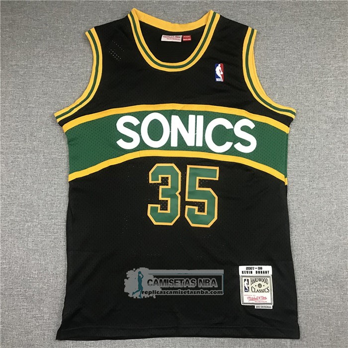 Camiseta Seattle SuperSonics Kevin Durant NO 35 Mitchell & Ness 2007-08 Negro